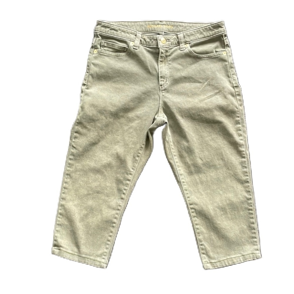 Sz8 Michael Kors Izzy Cropped Skinny Denim in a faded Olive Green. EUC